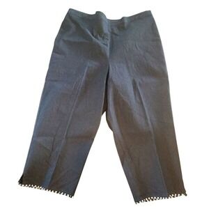 Alfred Dunner 18 Portofino Capri‎ Pants Black Pull On Fringe Ankles NWT RV $59